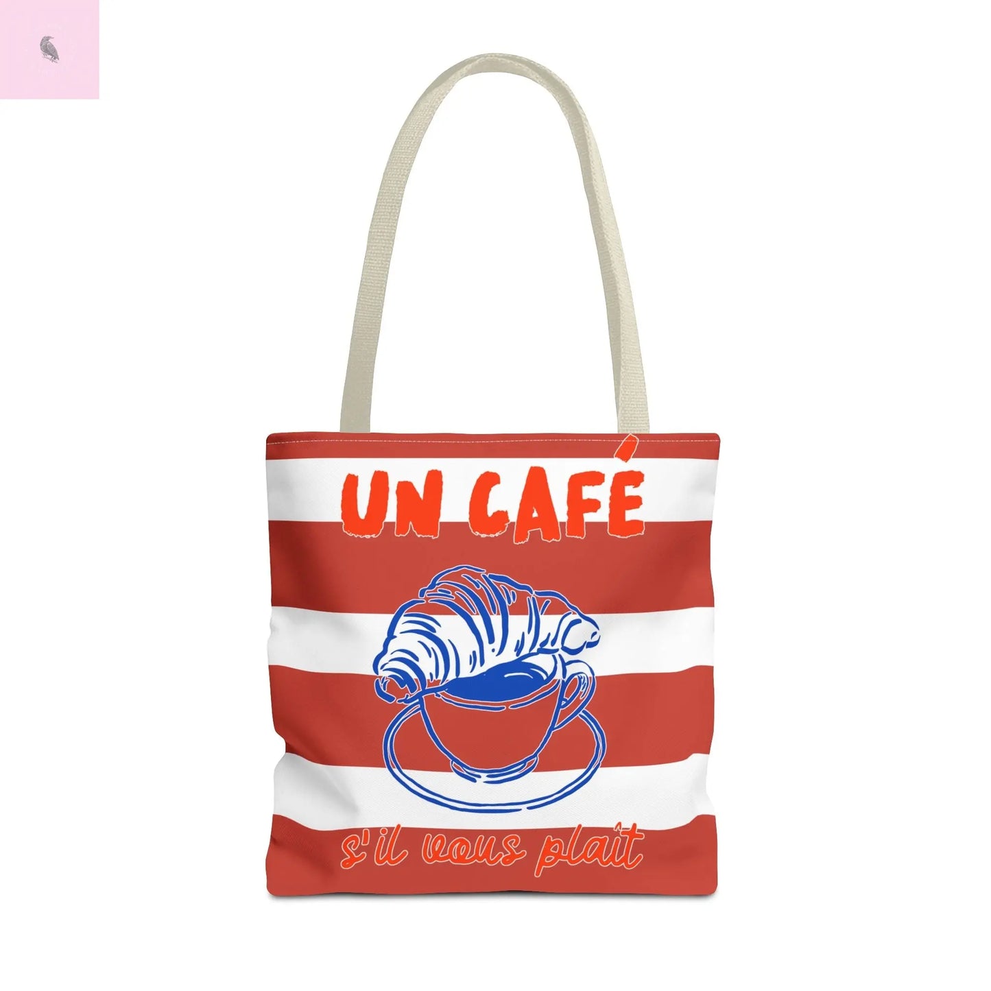 Café Tote Bag,  Coffee Lover's bag, Croissant lover, Gift for her, Grocery tote, farmers market , Traveler gift, Artisan Design The flirty crow