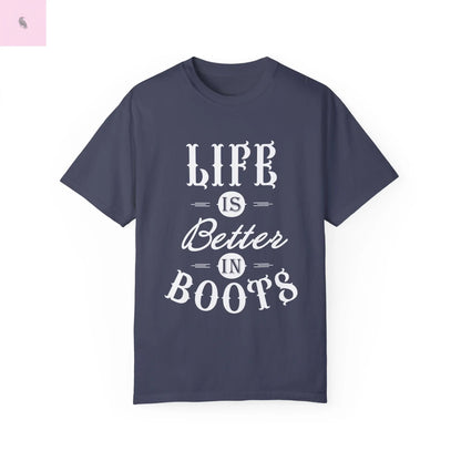 Life is Better in Boots Unisex T-Shirt - Perfect for Boot Lovers & Outdoor Enthusiasts The flirty crow