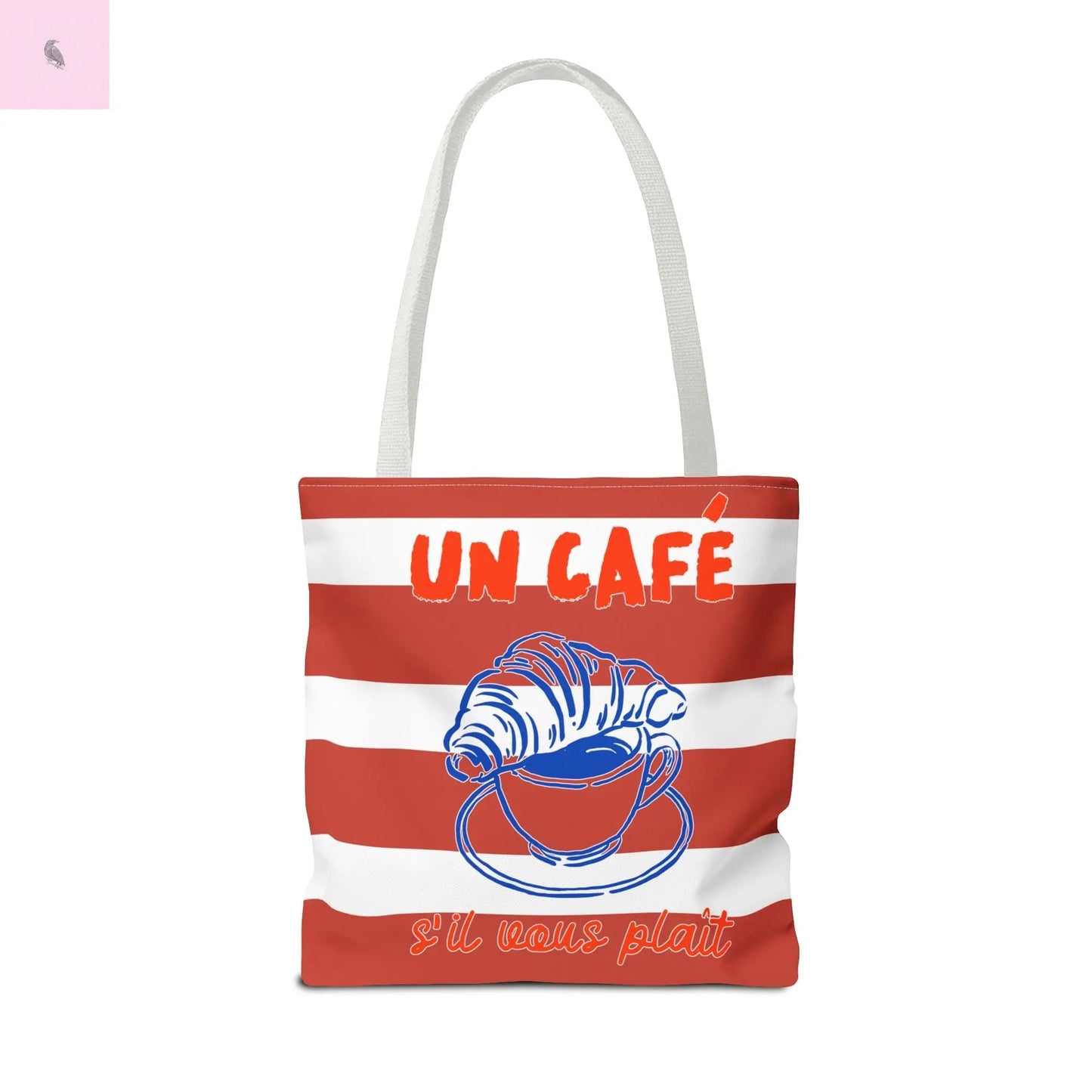 Café Tote Bag,  Coffee Lover's bag, Croissant lover, Gift for her, Grocery tote, farmers market , Traveler gift, Artisan Design The flirty crow