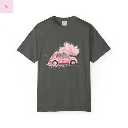 Vintage Car Floral T-Shirt, Unisex Tee, Casual Wear, Gift for Her, Spring Fashion, Boho Style, coquette design Printify