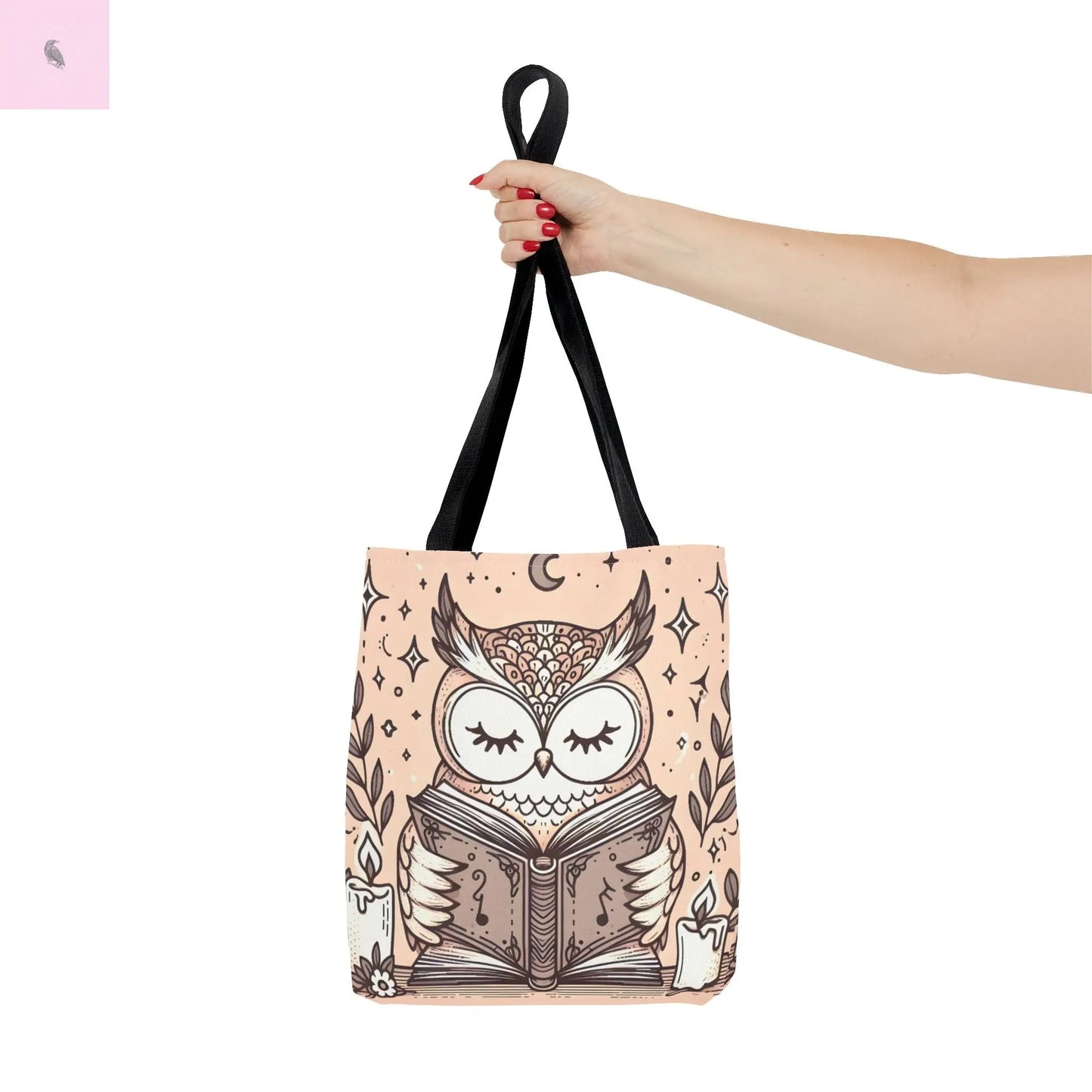 Reading lover  Owl Tote Bag, Cute Animal Tote, Book Lover Gift, AOP Shopping Bag, Owl Art Bag, Eco-Friendly Carryall, gift for reader The flirty crow