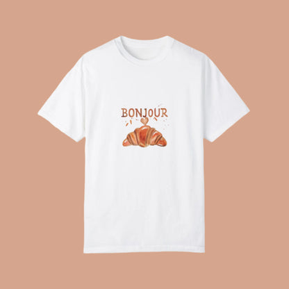 Bonjour Croissant Unisex Comfort Colora T-Shirt - The flirty crow