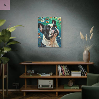 French Bulldog Canvas Art, Dog Lover Home Decor, Pet Portrait Wall Art, Floral Canvas Print, Gift for Dog Owners, French Bulldog gift The flirty crow