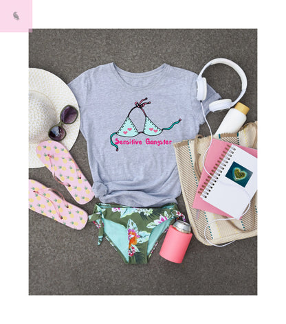 Sensitive Gangster T-Shirt, Funny beach Tee, love island tshirt, Gift for her, Summer top,  Casual Wear, The flirty crow
