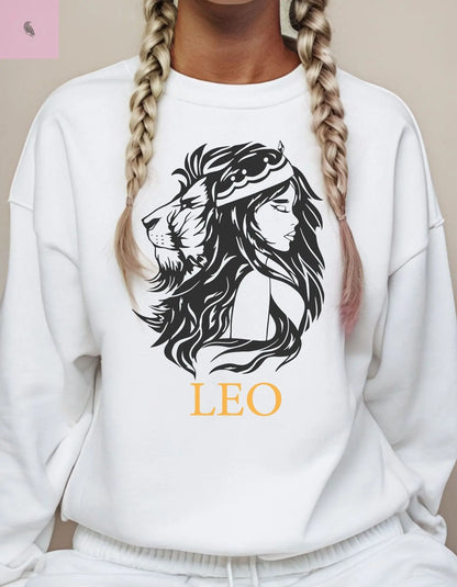 Leo Astrology Sweatshirt - Unisex Garment-Dyed the flirty crow