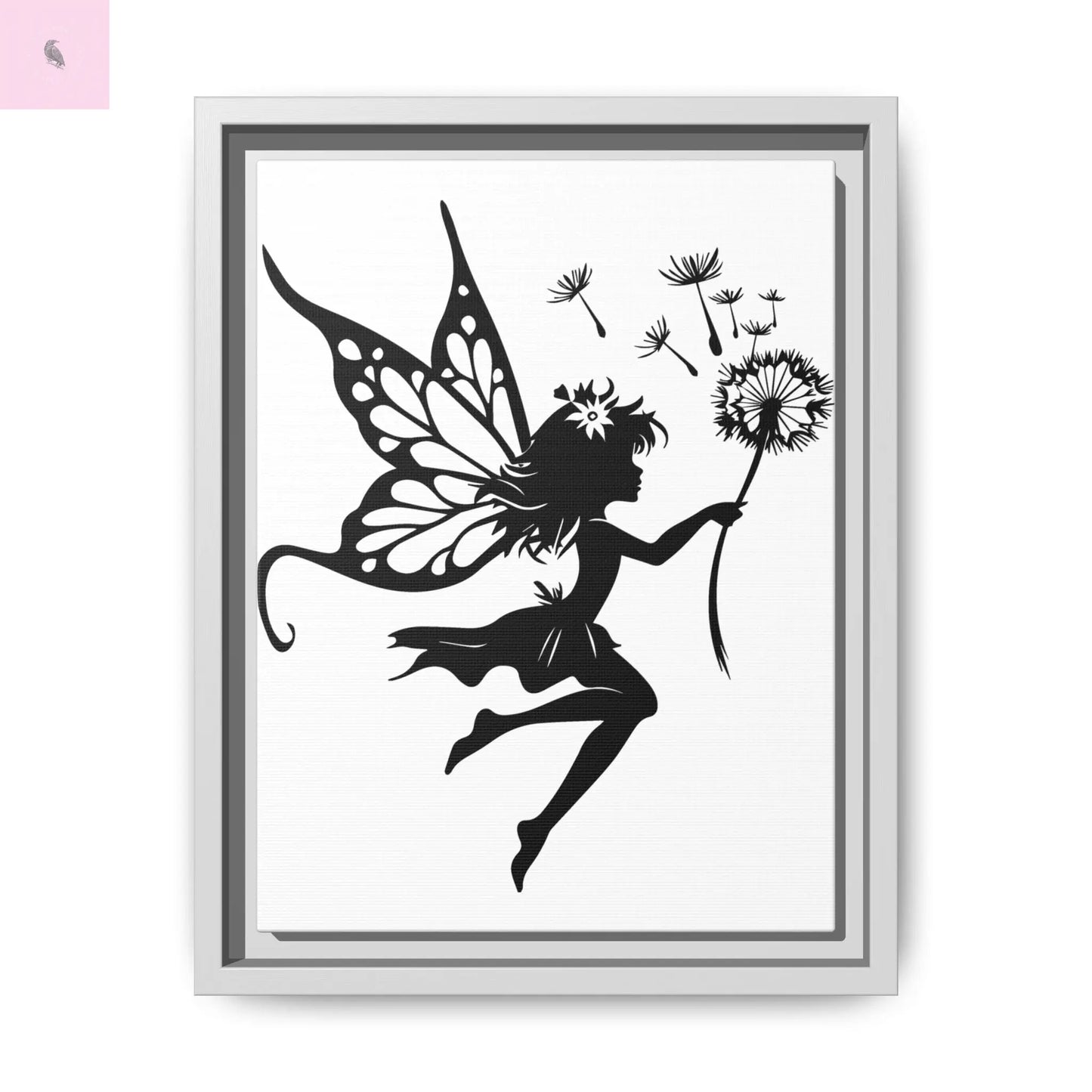 Framed Canvas Fairy Art, whimsical wall decor, nursery room art, gift for her The flirty crow