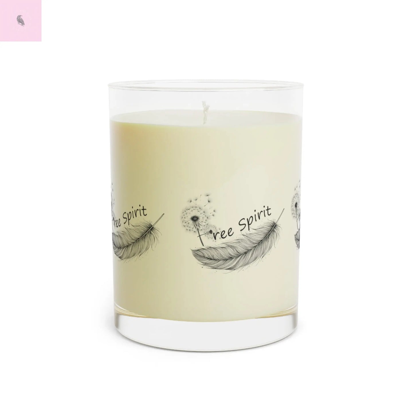 free spirit. Glass 11 oz soy wax feather   candle the flirty crow