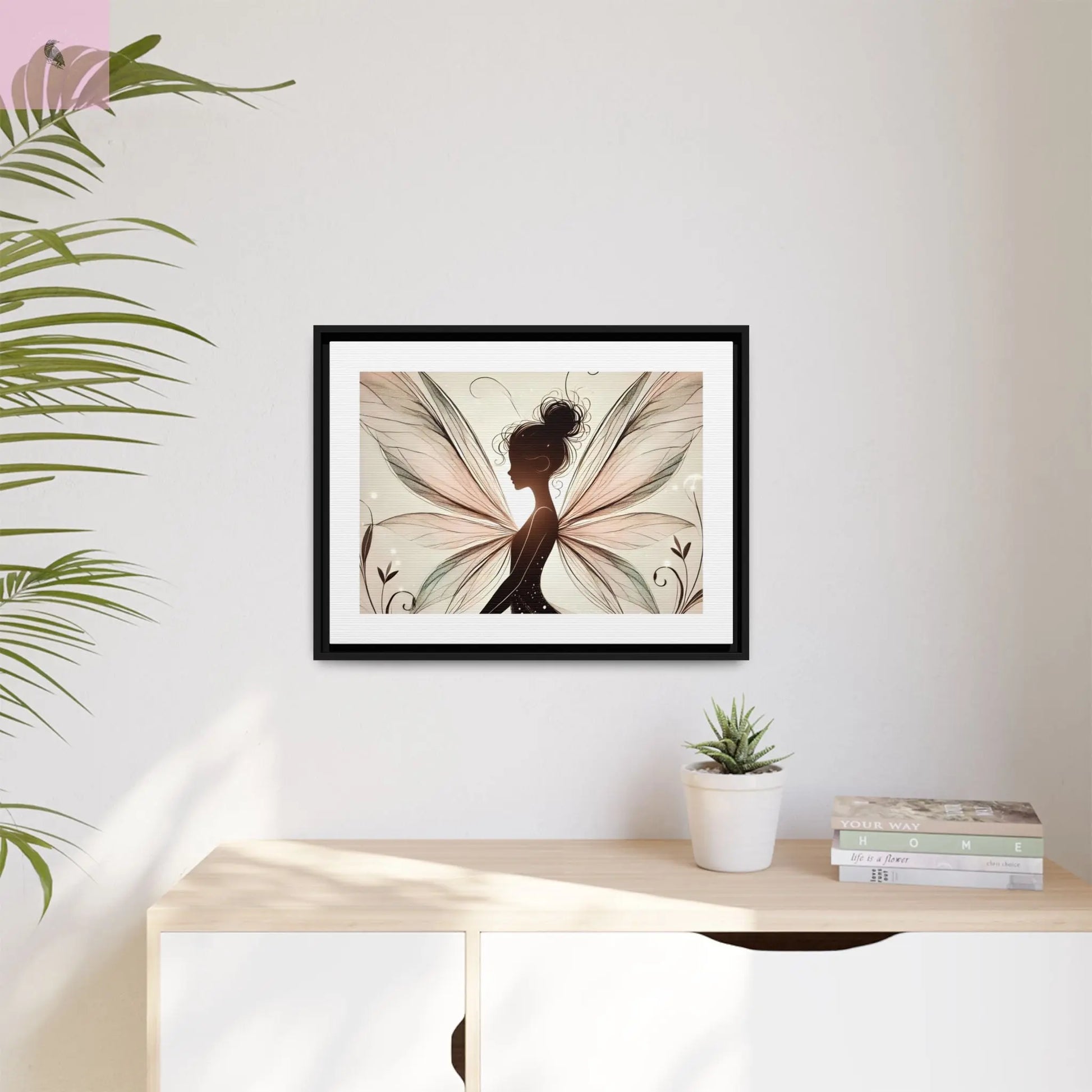Framed Canvas Fairy wall art - The flirty crow