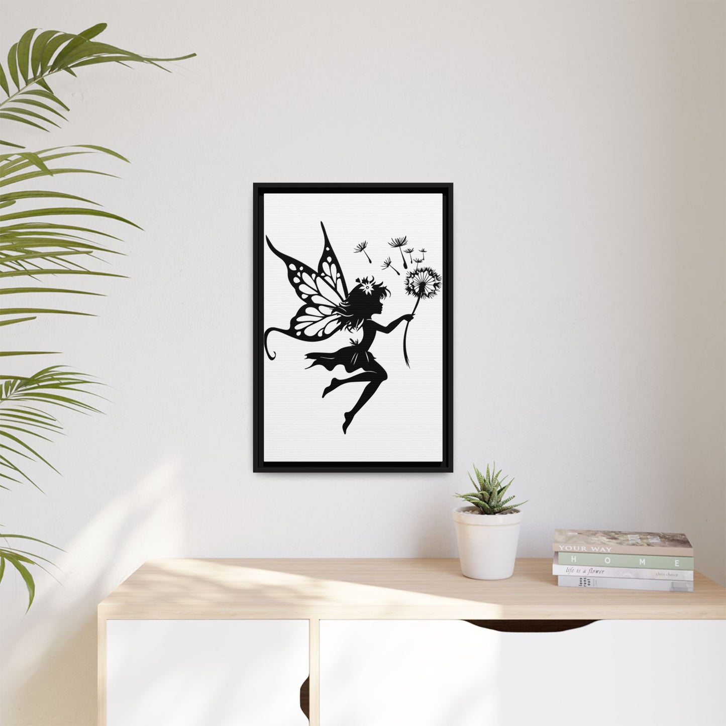 Framed Canvas Fairy Art, whimsical wall decor, nursery room art, gift for her - The flirty crow