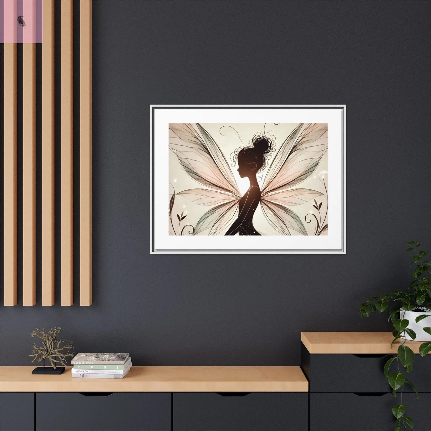 Framed Canvas Fairy wall art - The flirty crow