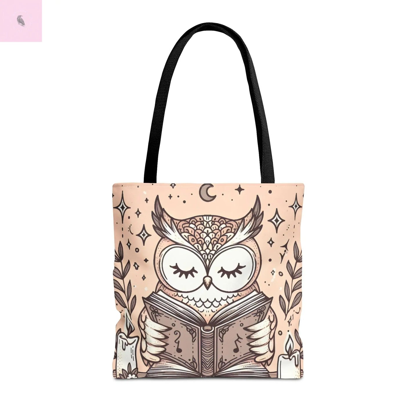Reading lover  Owl Tote Bag, Cute Animal Tote, Book Lover Gift, AOP Shopping Bag, Owl Art Bag, Eco-Friendly Carryall, gift for reader The flirty crow