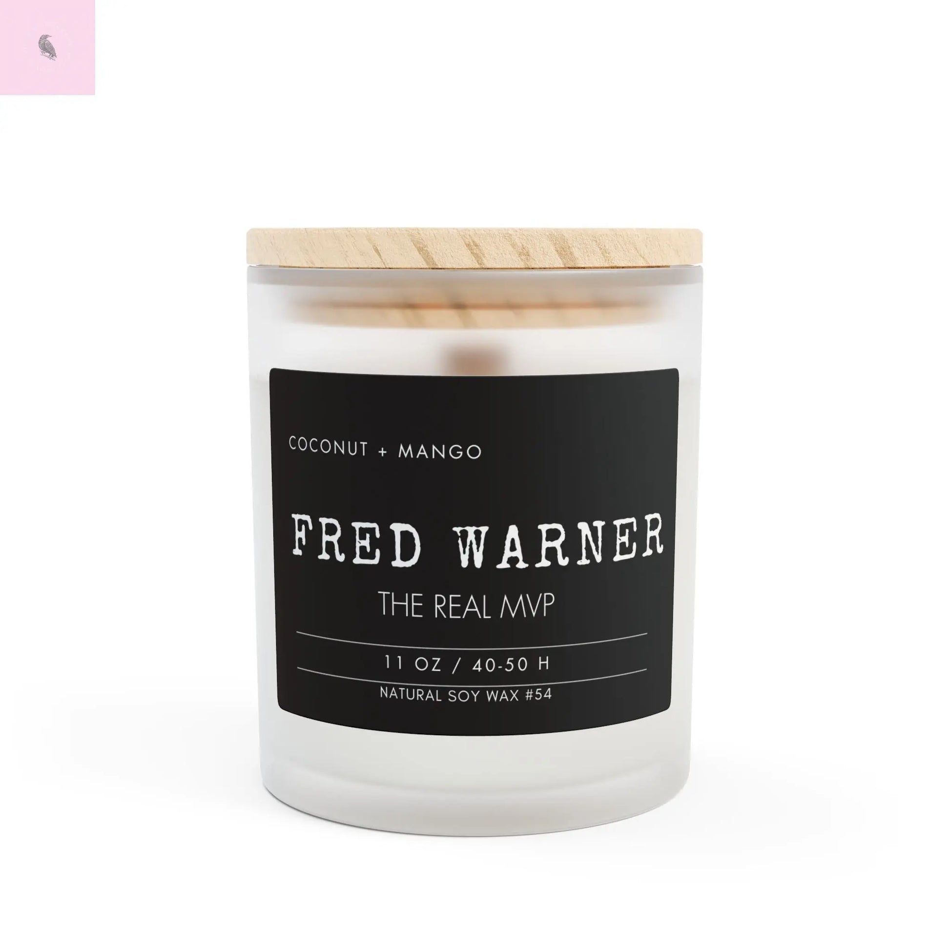 Candle - Fred Warner 49er Fan 11oz Frosted Glass Candle the flirty crow