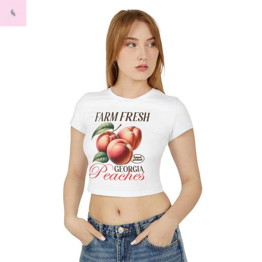 Peaches Baby tee   soft white cotton Trending the flirty crow