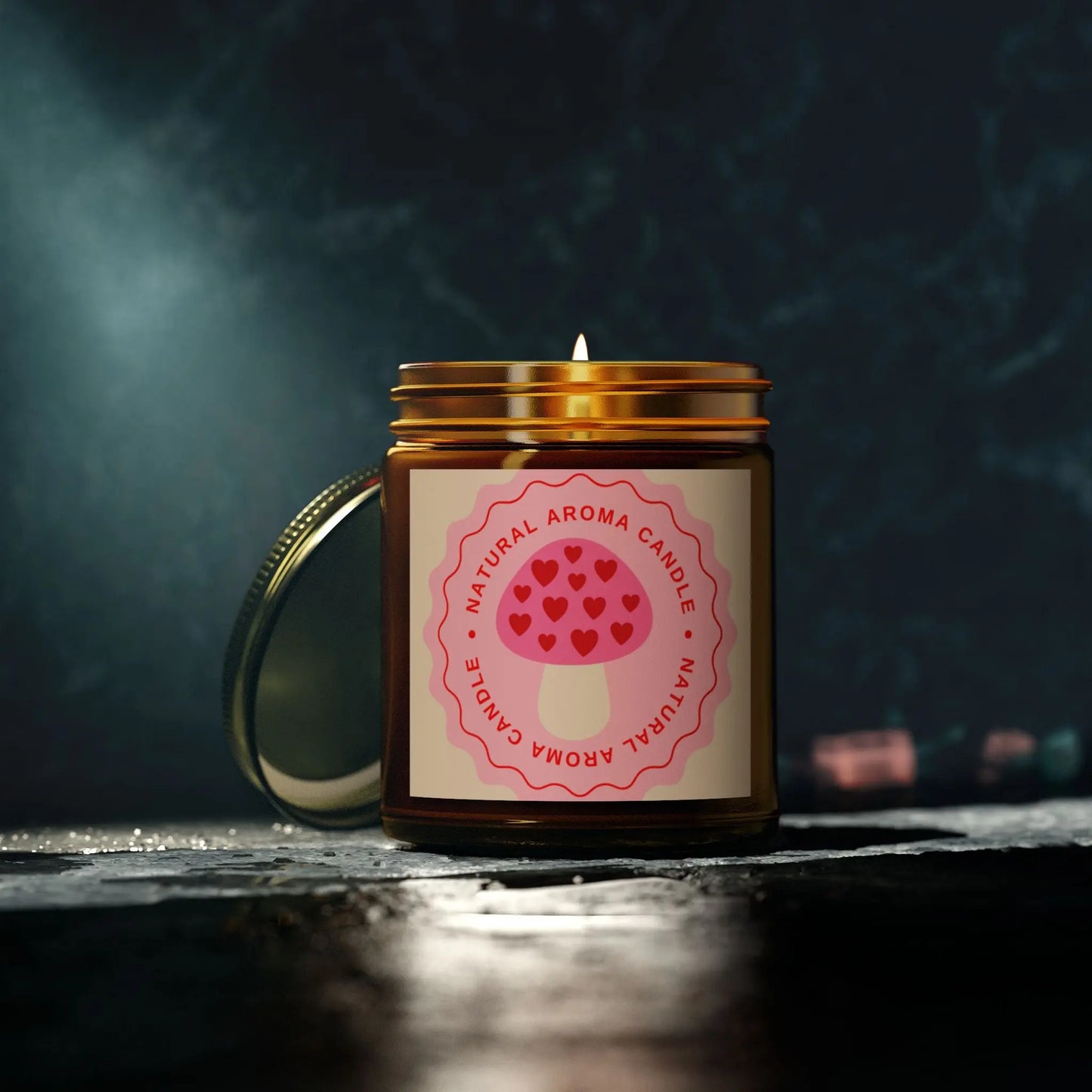 Mushroom retro Scented Candles, Coconut Apricot Wax (4oz, 9oz) the flirty crow