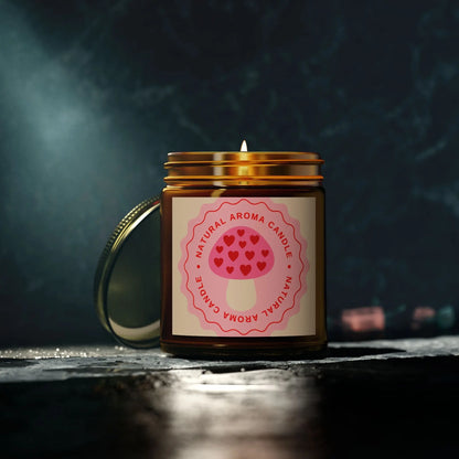 Mushroom retro Scented Candles, Coconut Apricot Wax (4oz, 9oz) the flirty crow