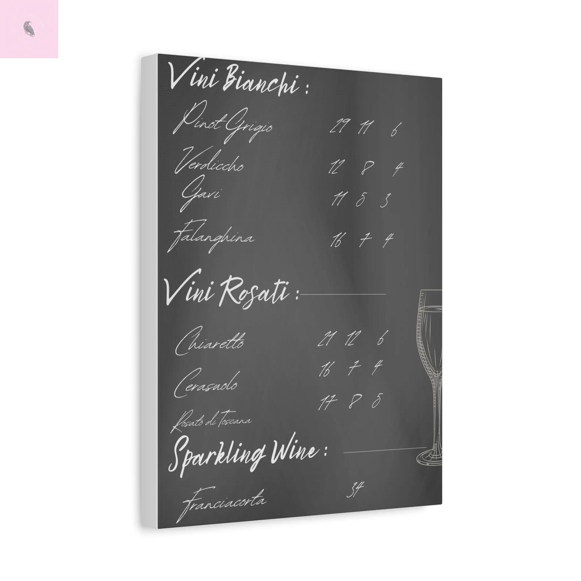 Chalkboard Wine Menu, Italian wine Canvas Art,  Bar Decor, Wine List Wall Art,  Kitchen Decor, Wine Lover Gift, Italian wine lover Printify