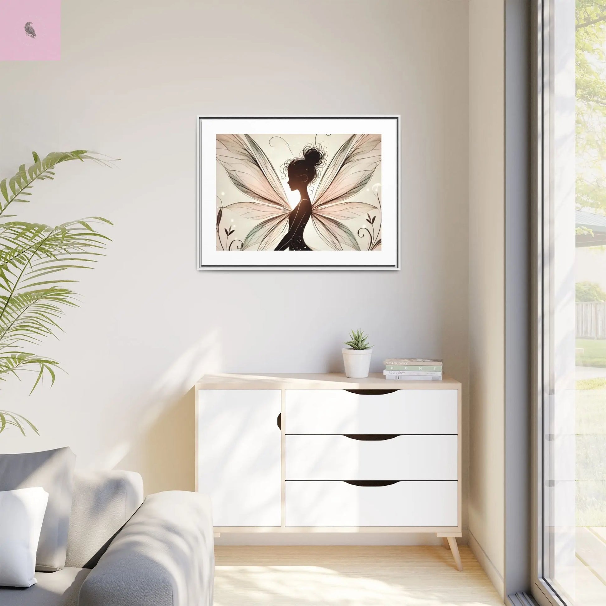 Framed Canvas Fairy wall art - The flirty crow