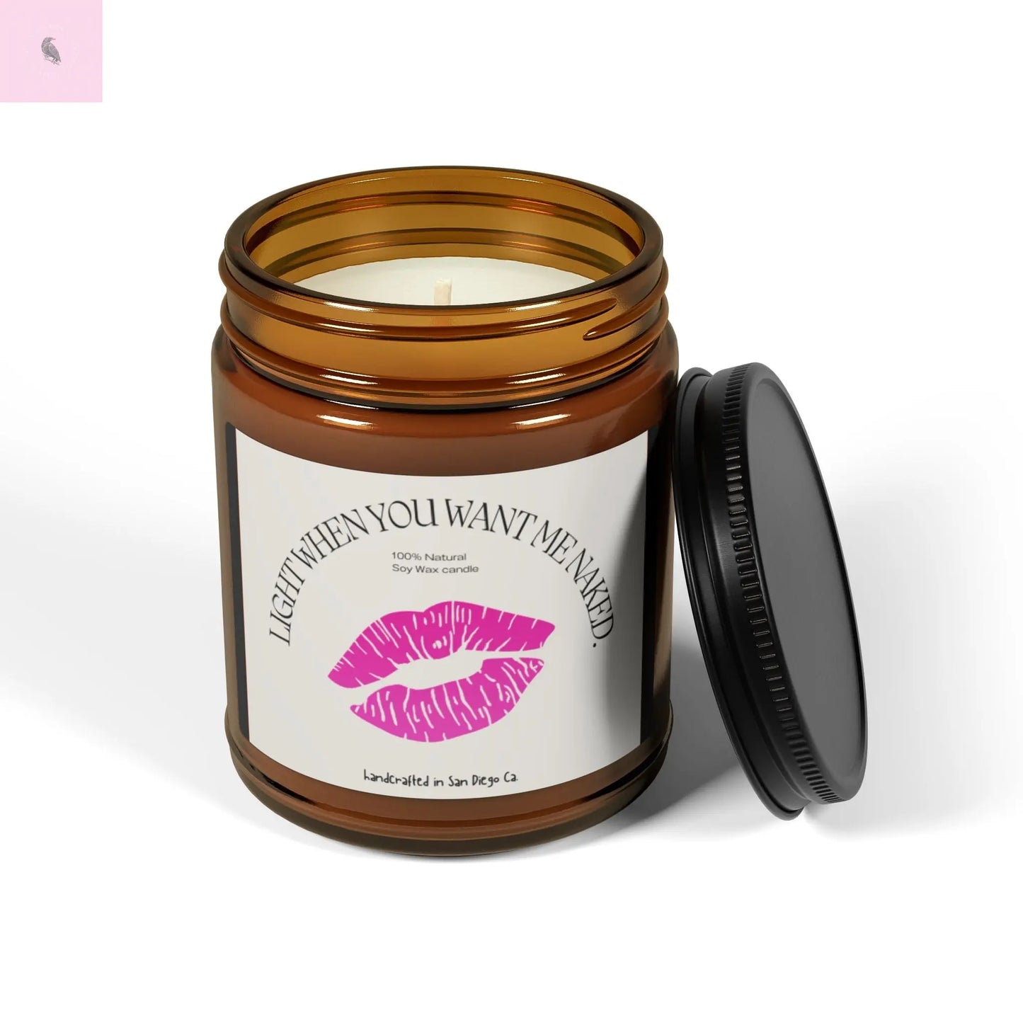 Light When You Want Me Naked Scented Soy Candle - Amber Jar The flirty crow
