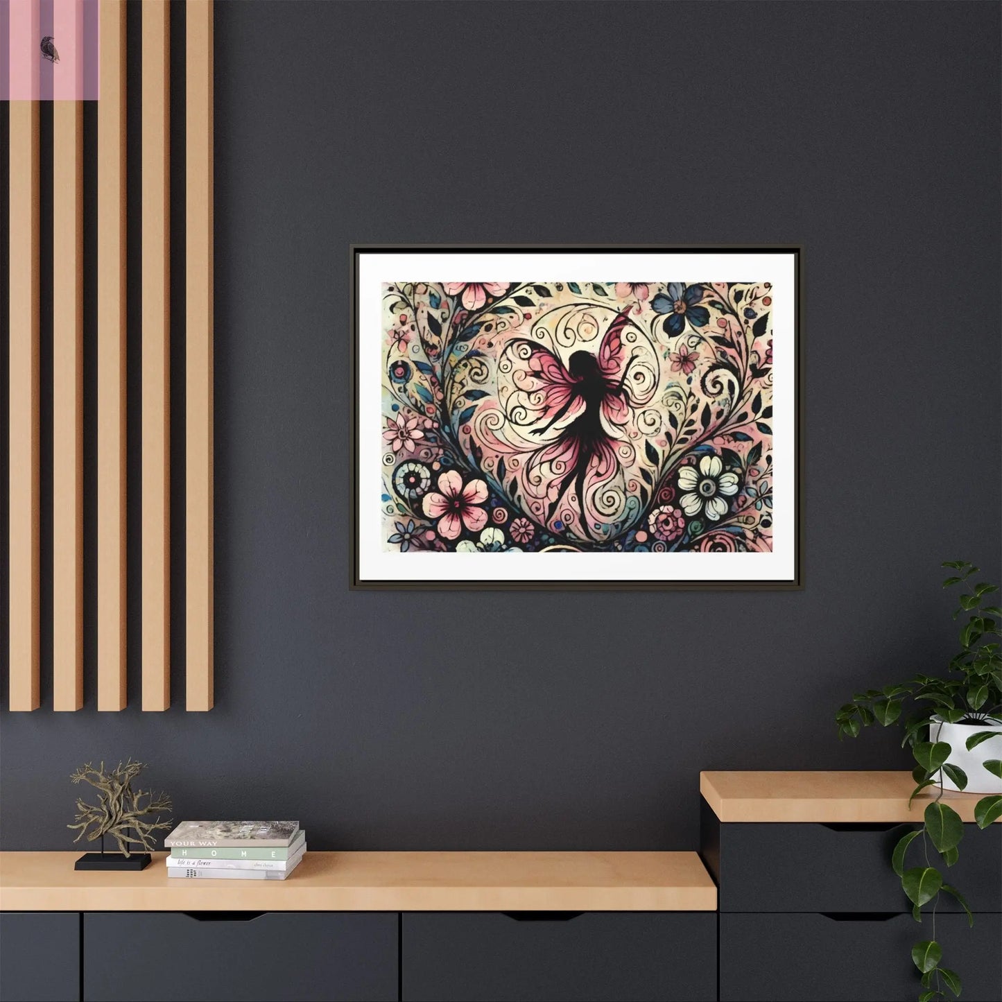 Framed Canvas Fairy art - The flirty crow