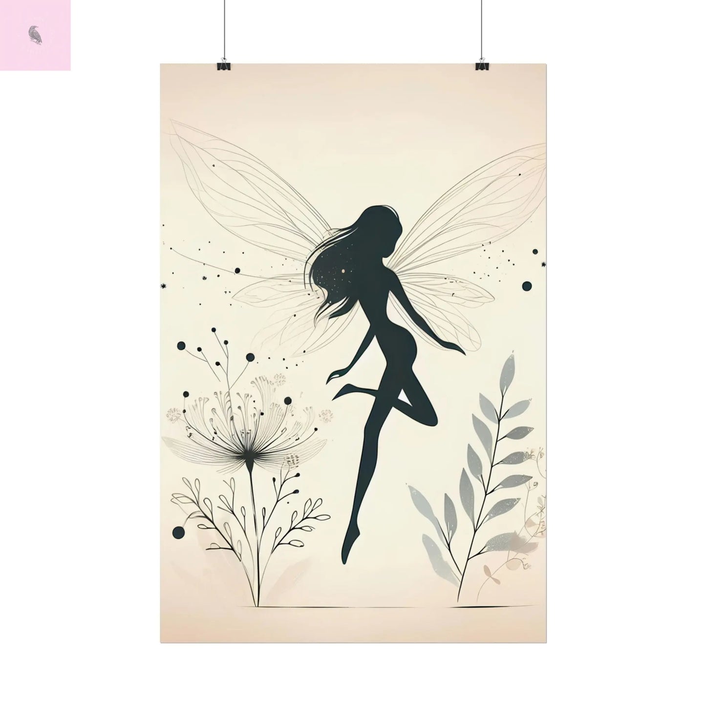 Elegant Fairy Silhouette Rolled Poster - Enchanting Wall Art for Home Decor The flirty crow