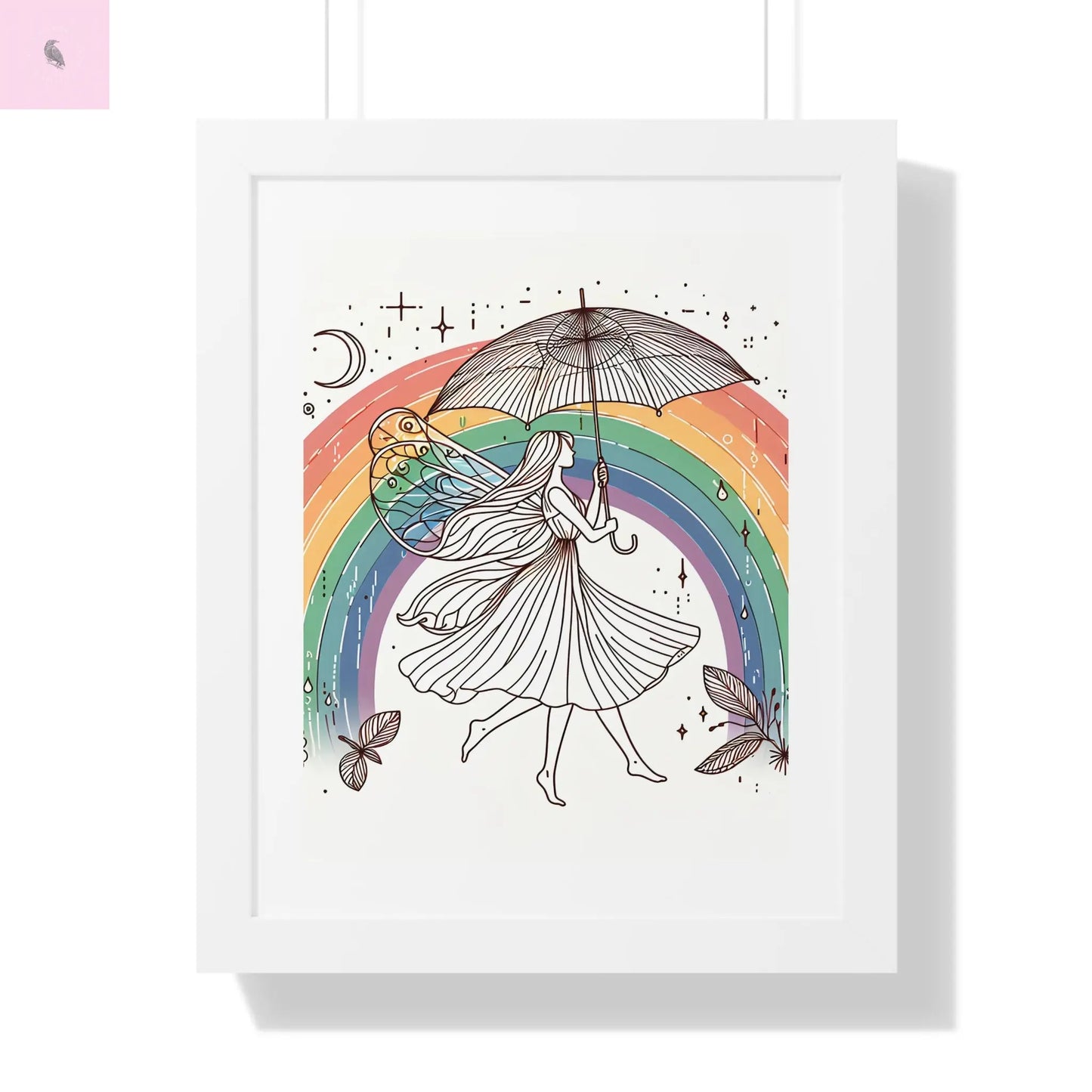 Framed  fairy whimsical Wall Art - The flirty crow