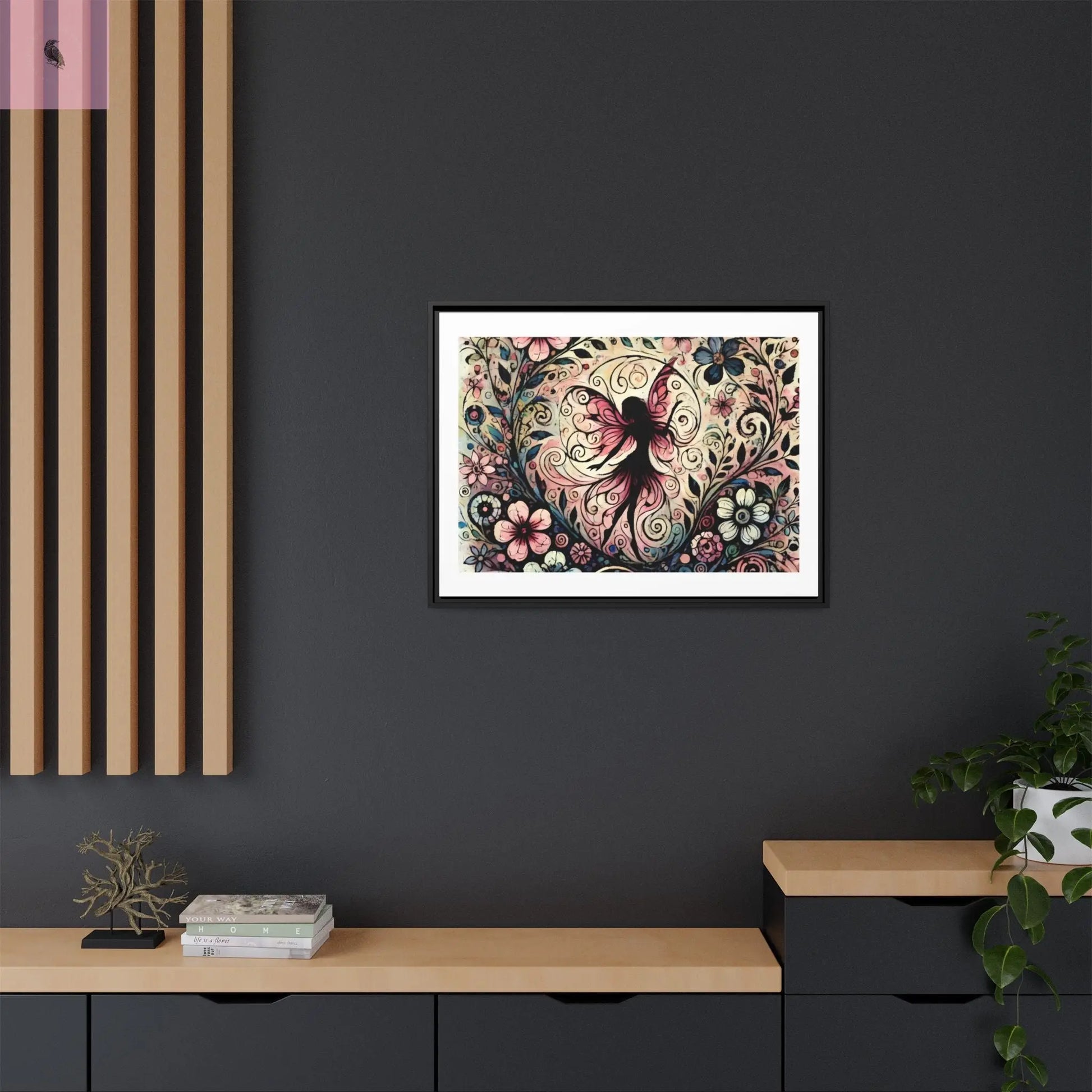 Framed Canvas Fairy art - The flirty crow