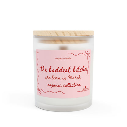 March birthday 11oz Frosted Glass Candle - The flirty crow