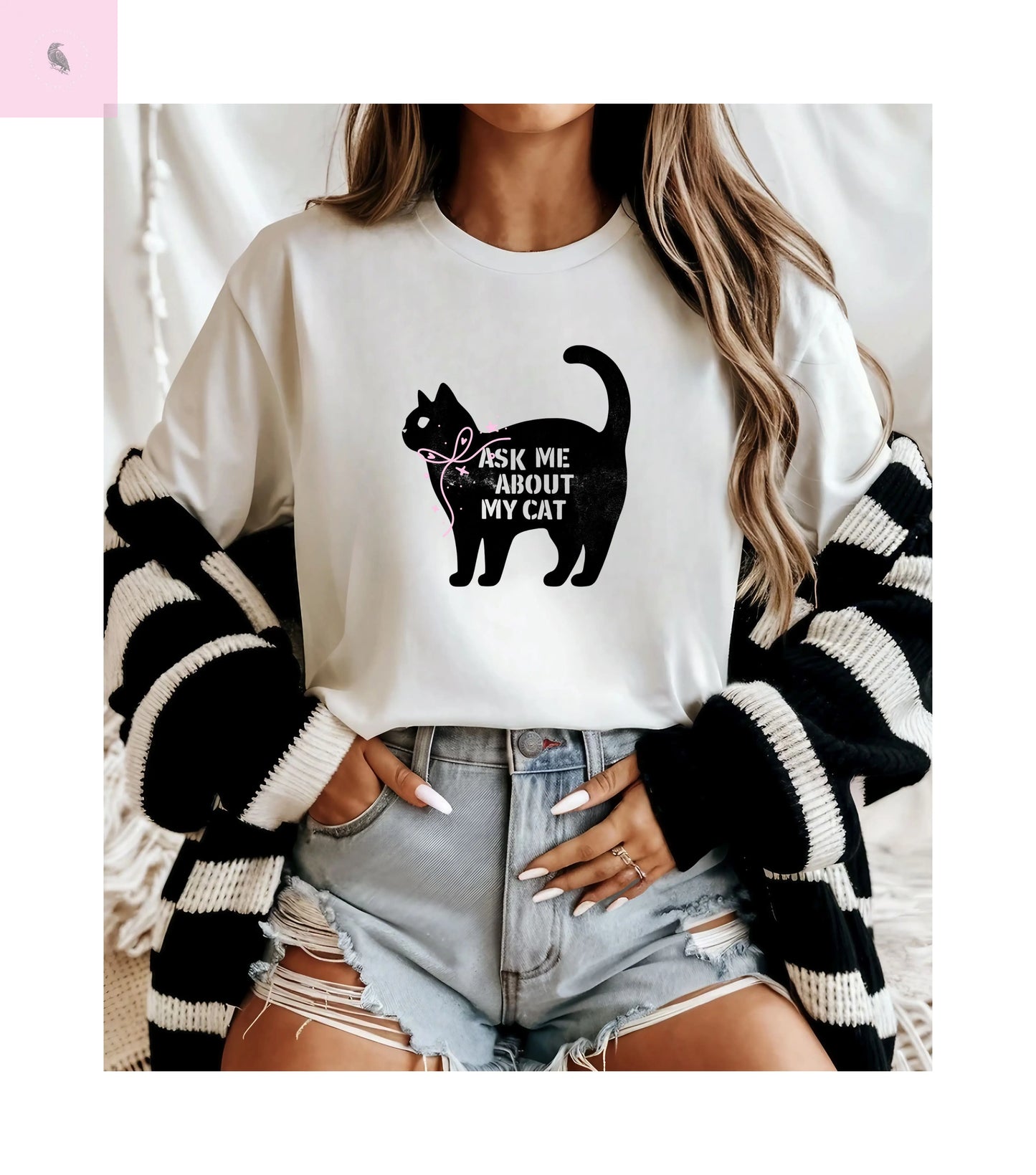 Cat Lovers Funny T-Shirt The flirty crow