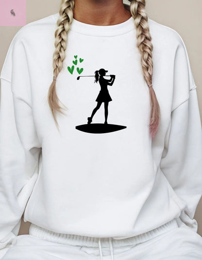 Female golf lovers crewneck fashion sweatshirt the flirty crow