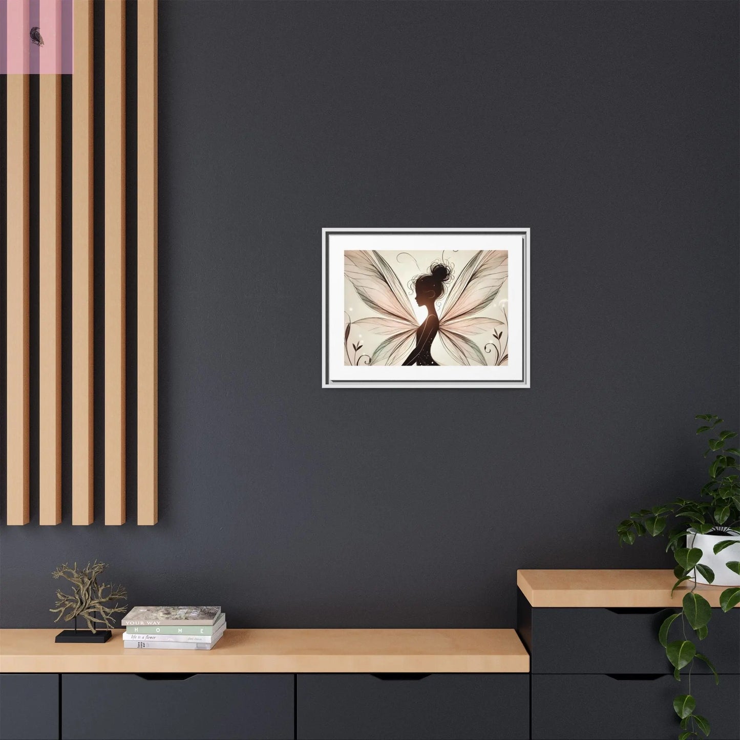 Framed Canvas Fairy wall art - The flirty crow