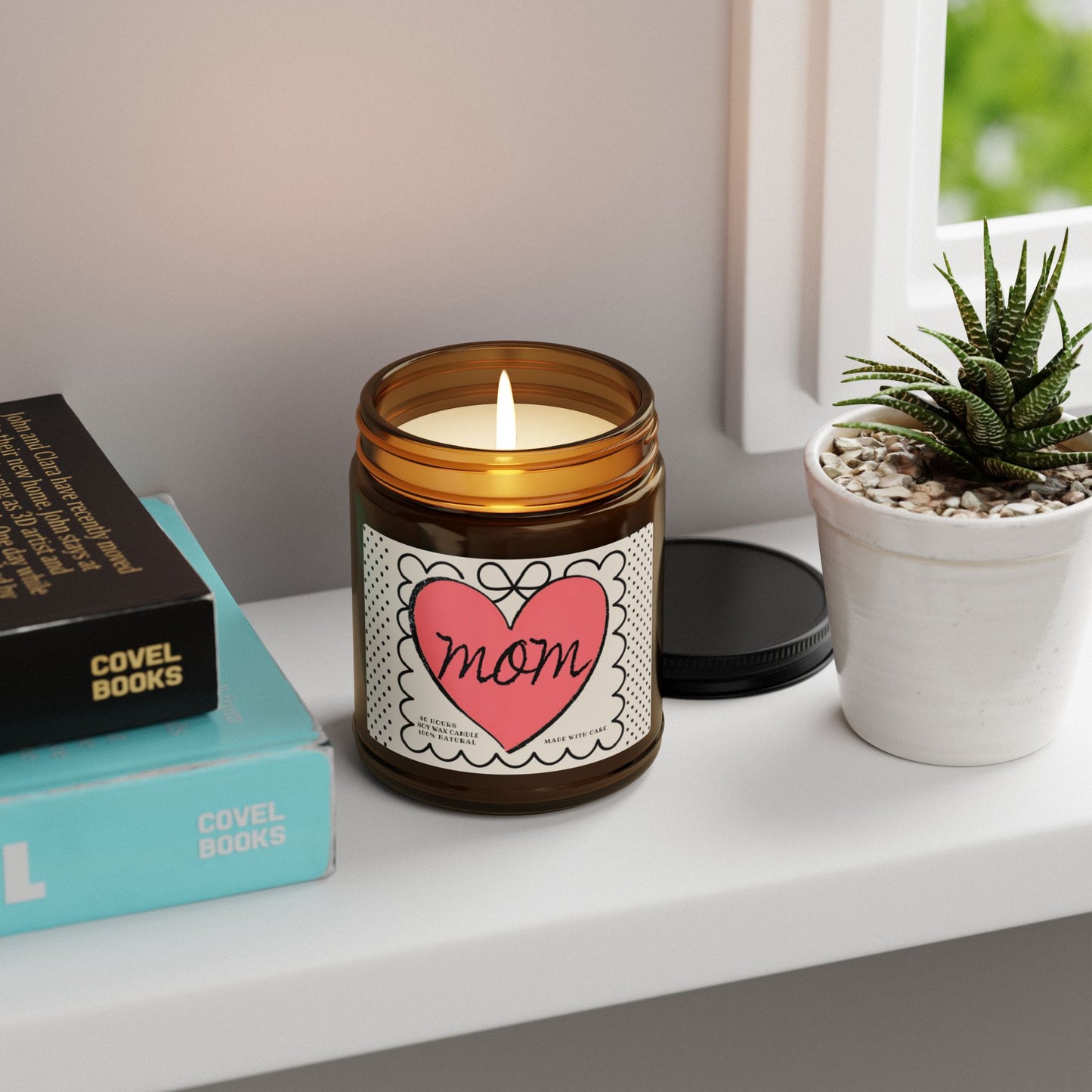 Mom Heart Scented Soy Candle, gift for Mother's Day