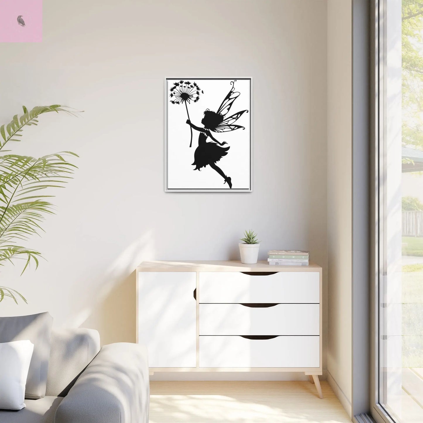 Framed canvas Fairy Silhouette Wall Art, Fairy lover Home Decor, Whimsical Framed Canvas, Fairy Gift, Kids Room Decoration, Nursery Art The flirty crow