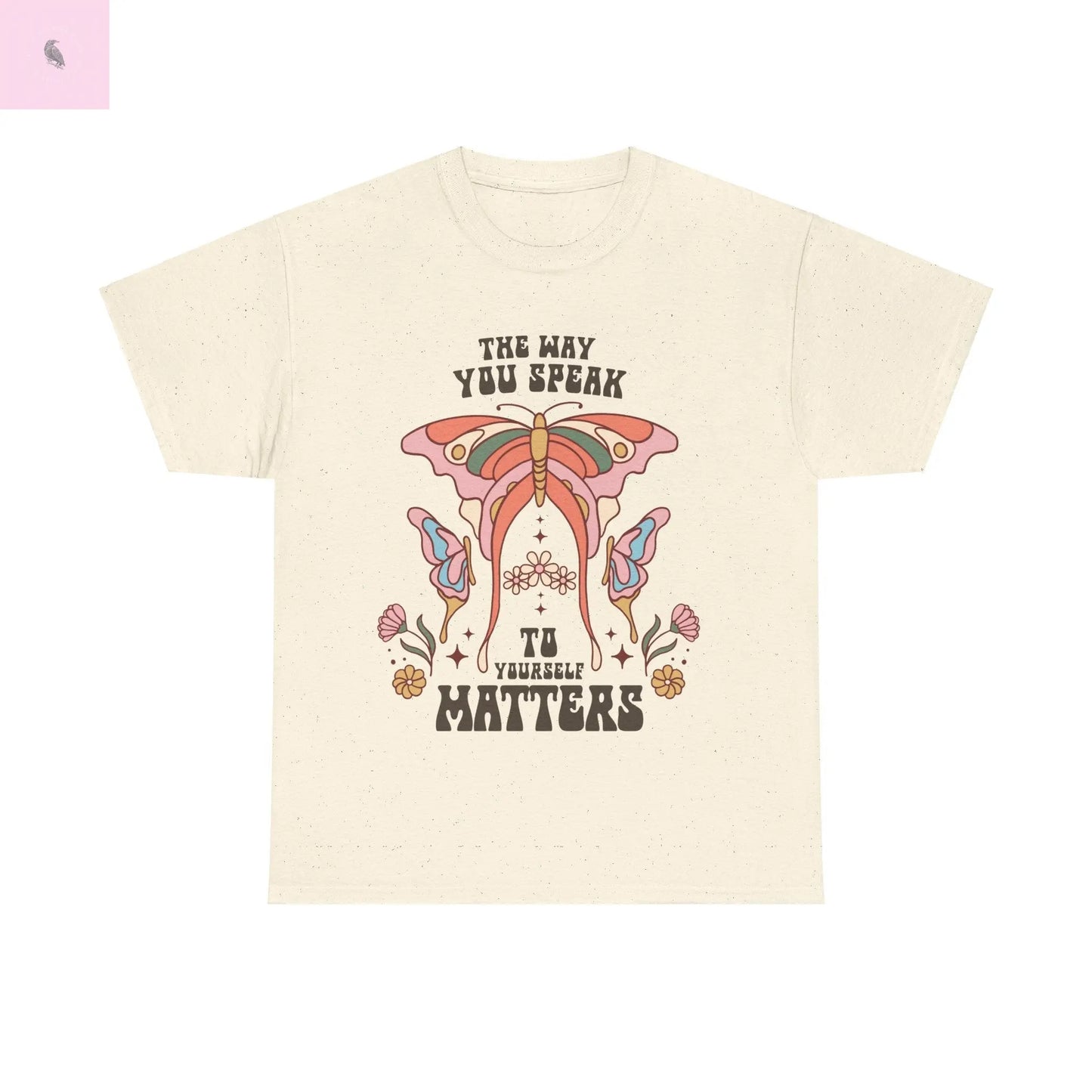 Retro Butterfly Tee, Positive Vibe, Cotton T-Shirt, Speak Kindly Shirt, Quality Vintage Top, Unisex Tee the flirty crow