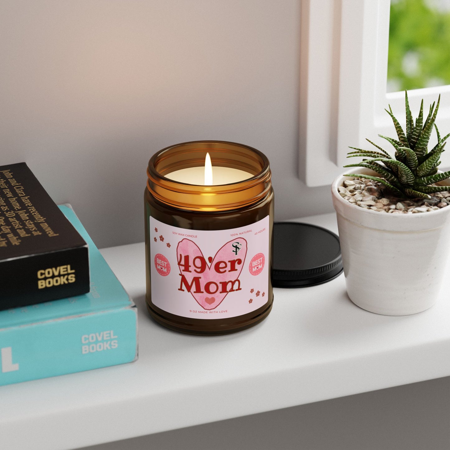 49er Football Mom Scented Soy Candle  9oz Amber Jar Home Fragrance
