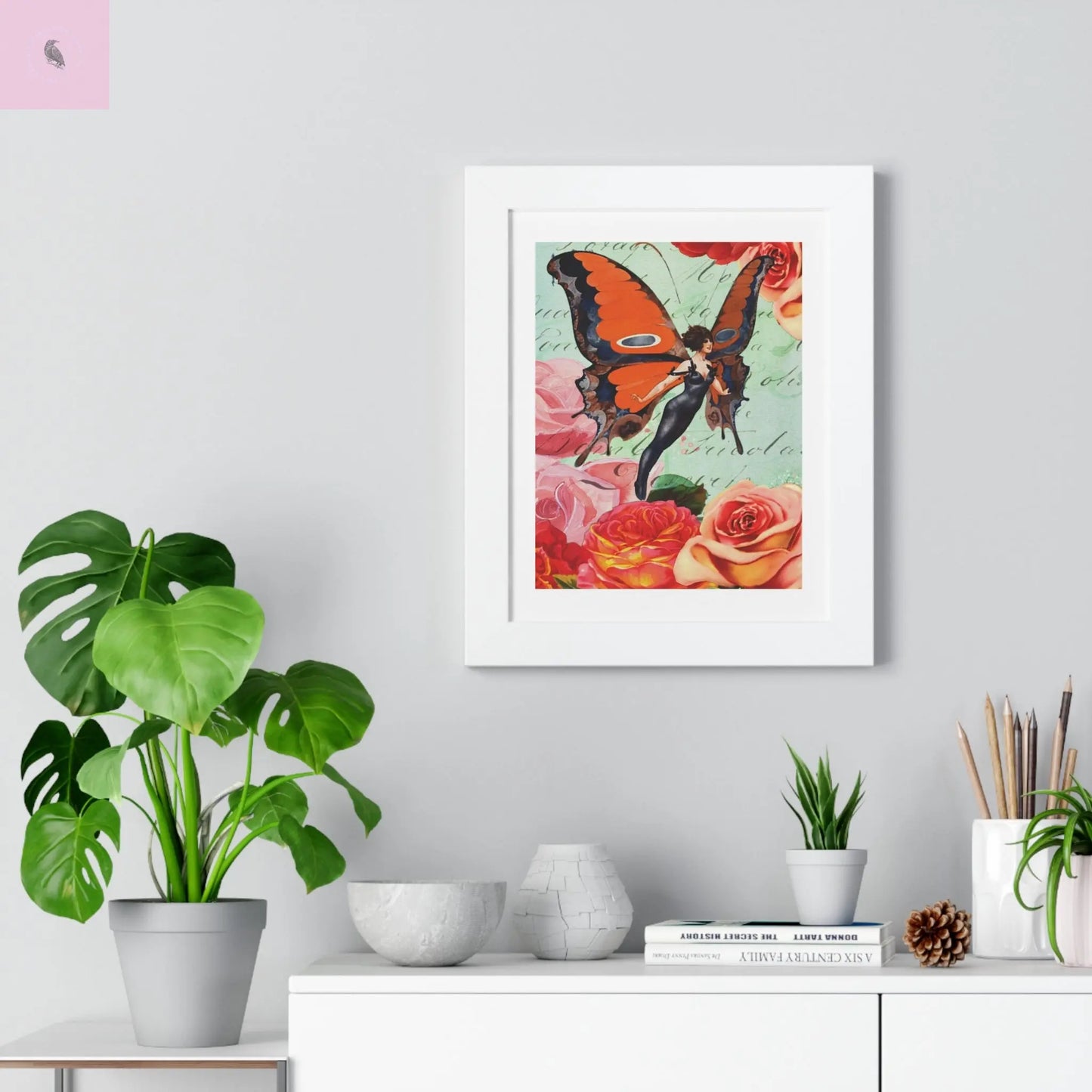 Vintage Butterfly Framed- Floral Wall Art - The flirty crow