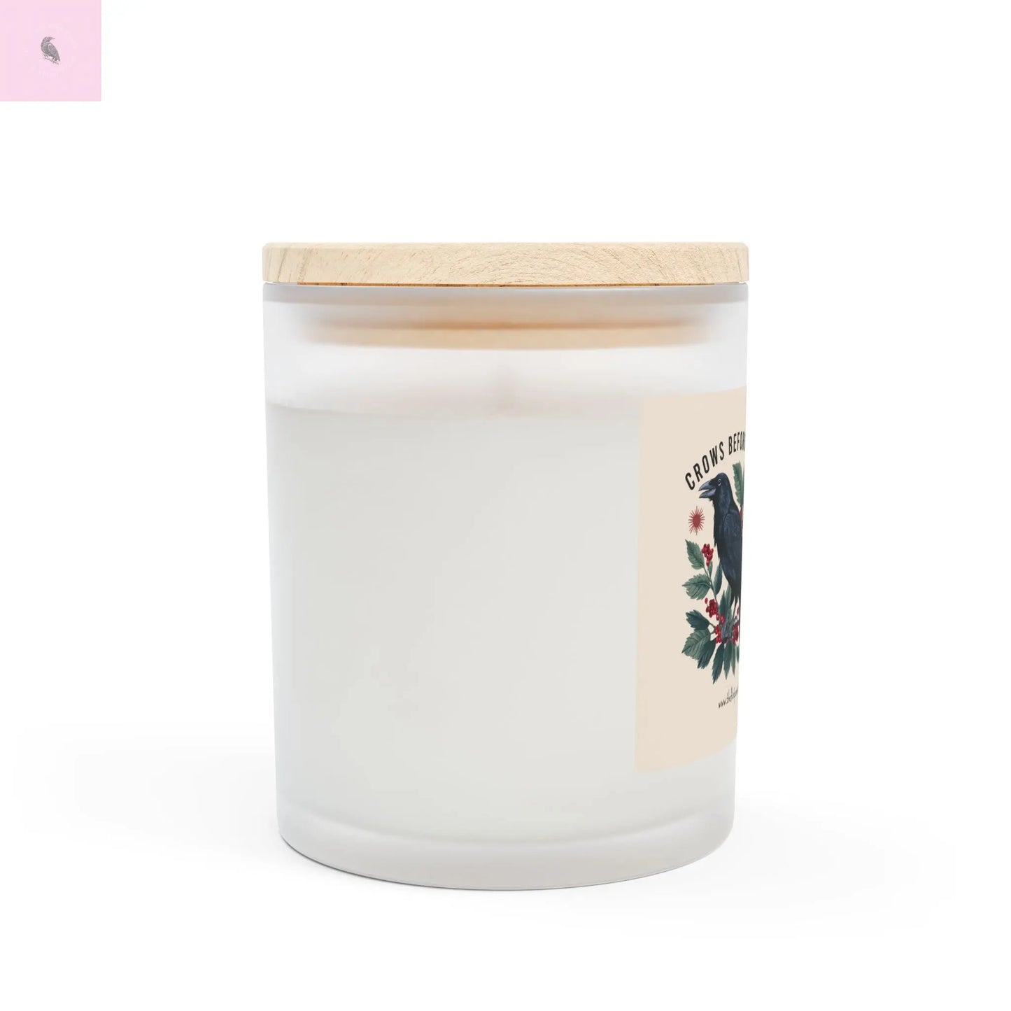Crows Before Bros 11oz Soy Candle - Hand-Poured crow lover Frosted Glass with Natural Wooden Lid Printify