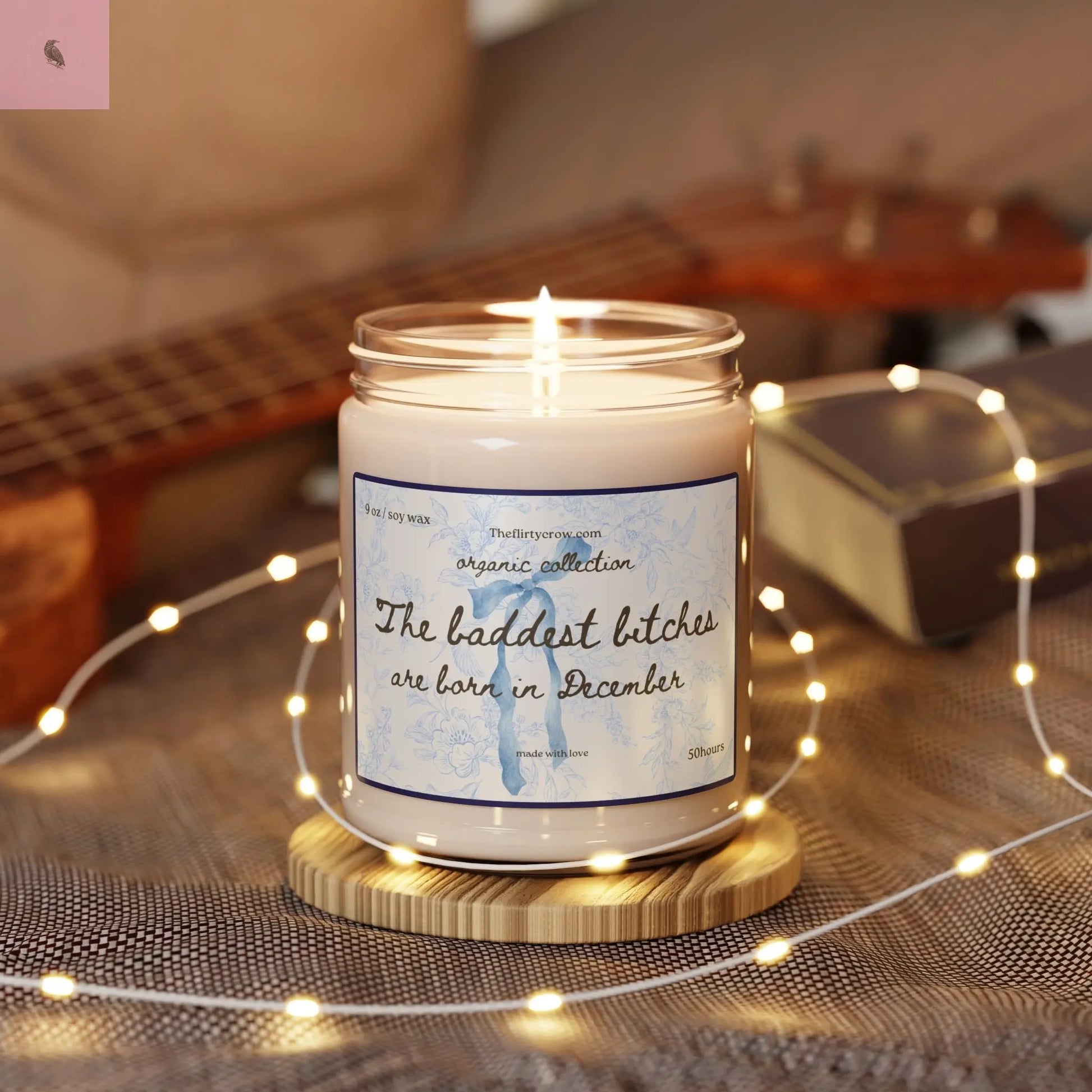 December Birthday Soy Candle, 9oz glass candle, Gift for her, coquette style, home decor, birthday gift Printify