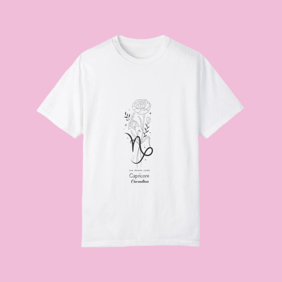 Capricorn birth flower T-Shirt for Astrology Lovers - The flirty crow