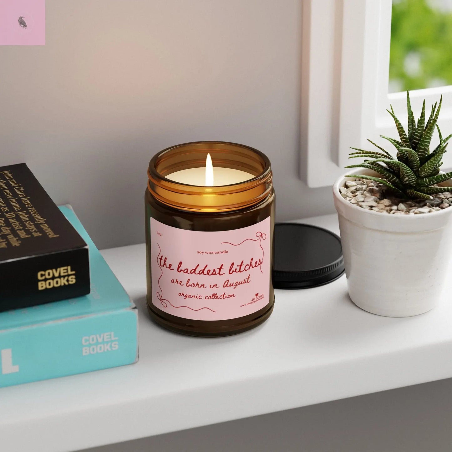 August Birthday candle,  Scented soy candle, home decor, gift for August, home fragrance, gift for friend The flirty crow