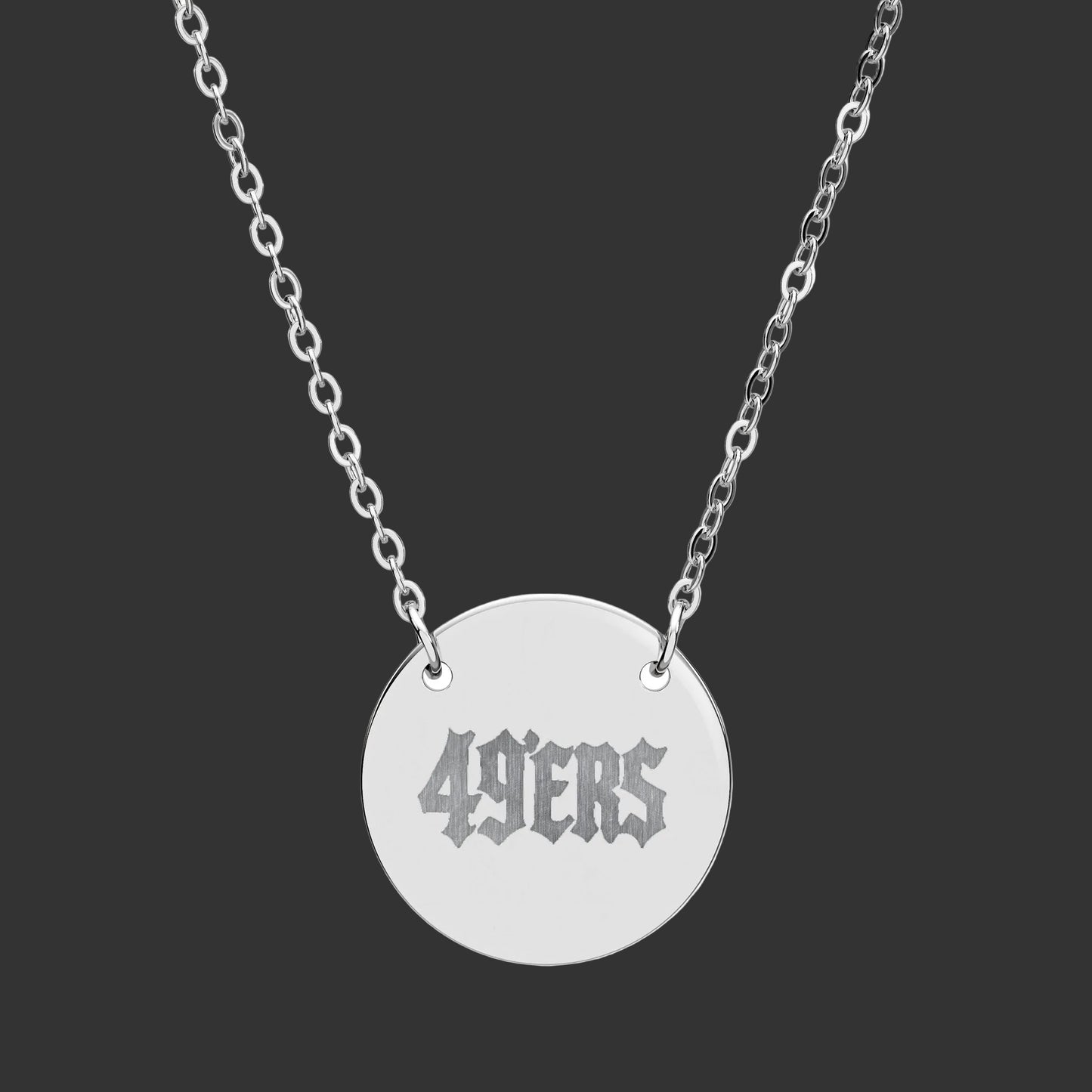 49ers Engraved Circle Necklace  Personalized NFL Football Fan Pendant