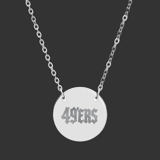 49ers Engraved Circle Necklace  Personalized NFL Football Fan Pendant