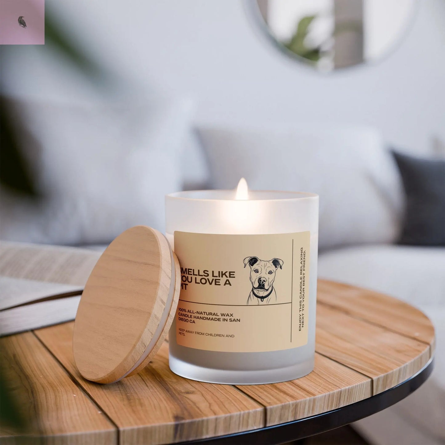 Copy of Glass Candle - Pit Bull dog  Lover the flirty crow