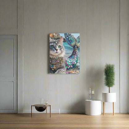 Mermaid Cat Canvas Art, Whimsical Cat Home Decor, Pet Lover Gift, Fantasy Wall Art, Ocean Room Decoration, Animal Lover Gift Cat lovers decor Printify