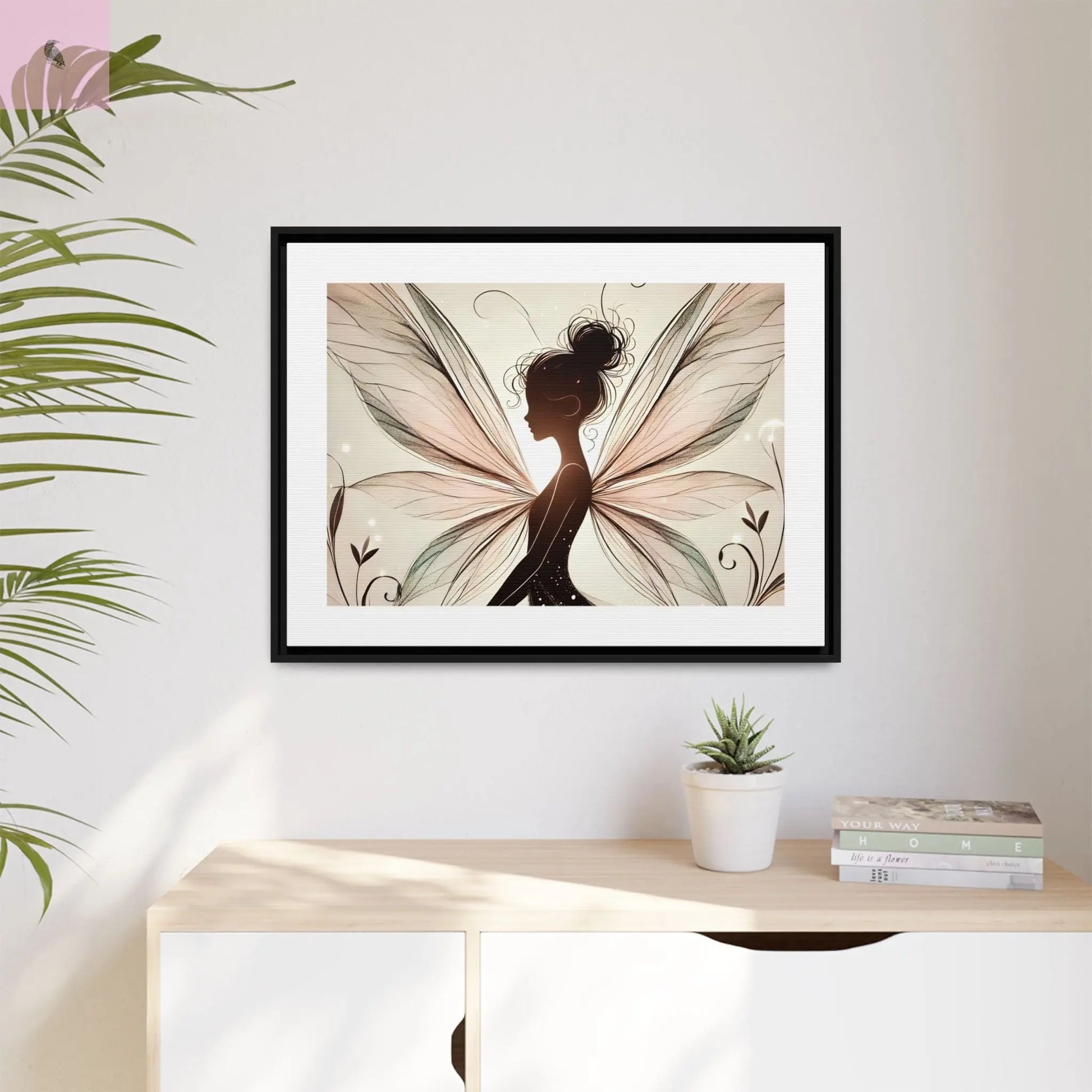 Framed Canvas Fairy wall art - The flirty crow