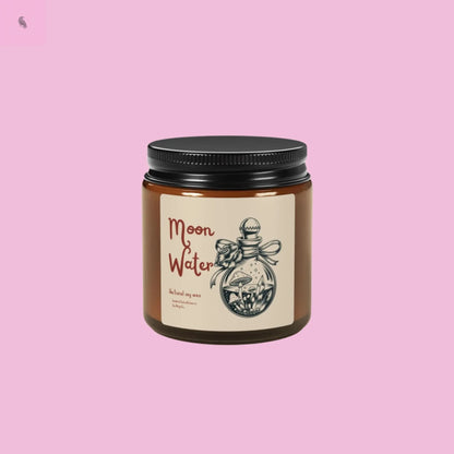 Moon Water Scented Soy Candle - Relaxing Aromatherapy in Amber Jar - Ideal for Home Décor and Gifts The flirty crow