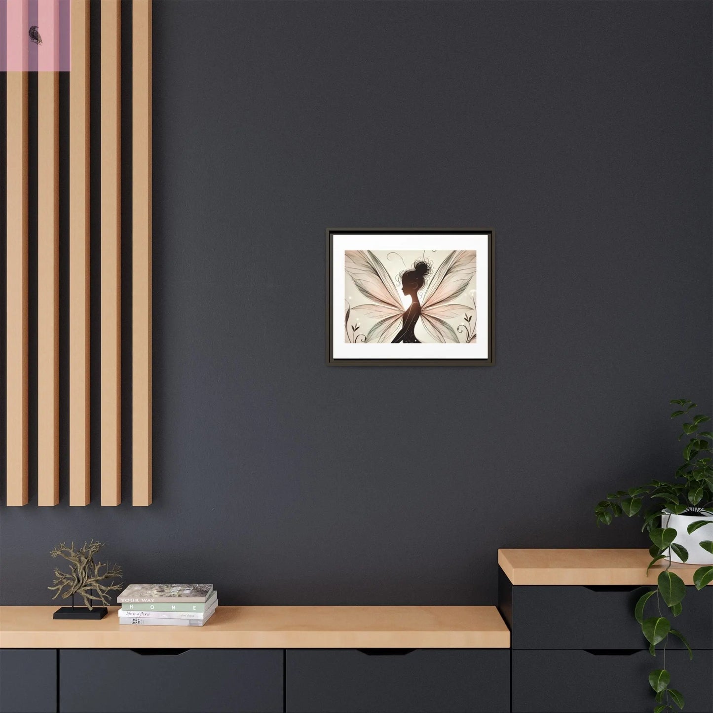 Framed Canvas Fairy wall art - The flirty crow