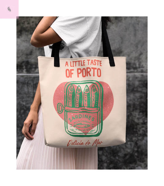 Porto-Inspired Tote Bag, Eco-Friendly Shopping Bag, Travel Tote, Gift for Food Lovers, Beach Bag, Everyday Carryall the flirty crow