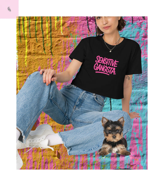 Sensitive Gangsta womens crop top The flirty crow