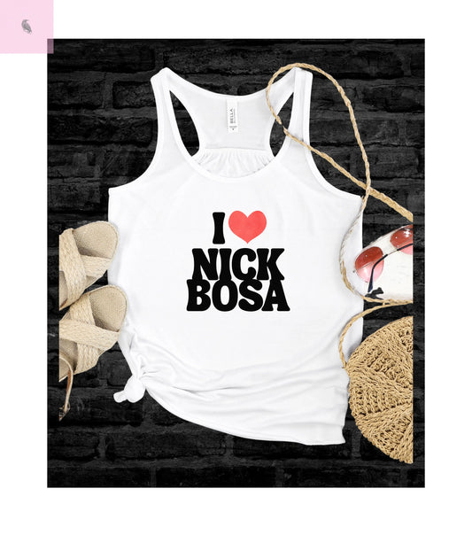 I Love Nick Bosa Women's Racerback Tank Top, Sports Fan Shirt, Workout Tank,  Game day tank,Gift for Football Lovers, 49er fan Apparel The flirty crow
