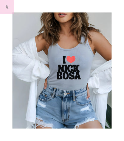 I Love Nick Bosa Women's Racerback Tank Top, Sports Fan Shirt, Workout Tank,  Game day tank,Gift for Football Lovers, 49er fan Apparel The flirty crow